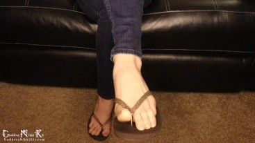 Foot Fetish Up Close POV Flip Flops Shoe Dangling Wiggling Toes ...