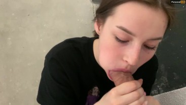 public outdoor blowjob with creampie from shy girl in the bushes ...