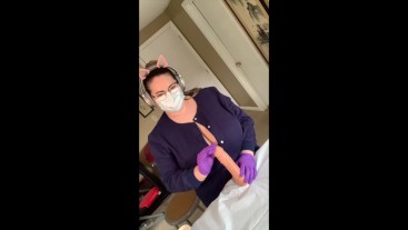 Big Tit Nurse Unbuttons & Slowly Teases Your Cock in Gloves