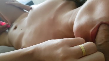 Getting a vibrator massage with dick in my mouth
