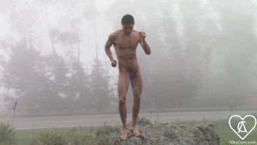 Crazy Boy DANCING NAKED And MASTURBATING On a Stone In Front Of a Busy ROAD.