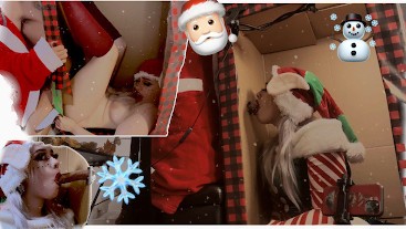 SANTA puts his north pole into a gloryhole Christmas gift and fucks his ELF