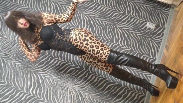 Leopard high heels furry sissy Ponyboy