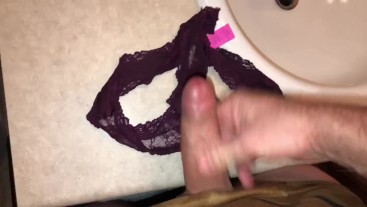 POV Dirty Panty Masturbation Sniffing,Tasting, and Cumming On Another Pair Of My Wifes Dirty Panties