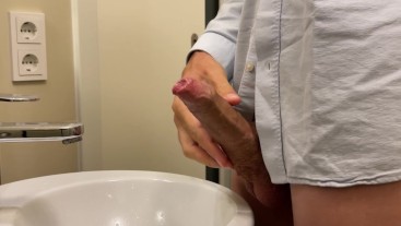 Businessman in a White Shirt Jerks Off His Big Dick in a Hotel Room After a Long Trip