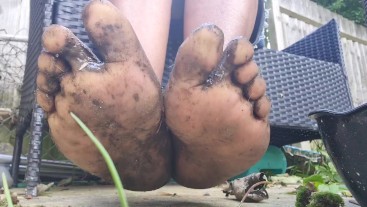 getting my feet muddy in the garden