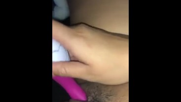 Amateur Masturbating with pink vibrator at home