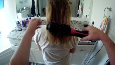 Cuckold Hubby Dries Brushes HotWife's Hair for her Bull Date | Cuckold Bull Fluff Preparation