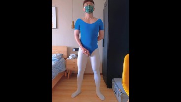 Twink in ballet suit masturbates and ejaculates