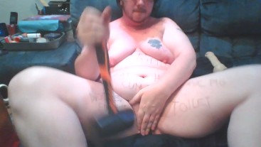 Hitting My Cunt with Mallet, Self Humiliation and Sucking and Fucking Dildo on a Stick - FTM BDSM
