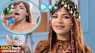 FAKEhub - Tiny little latina palm reader sees COCK in her future!